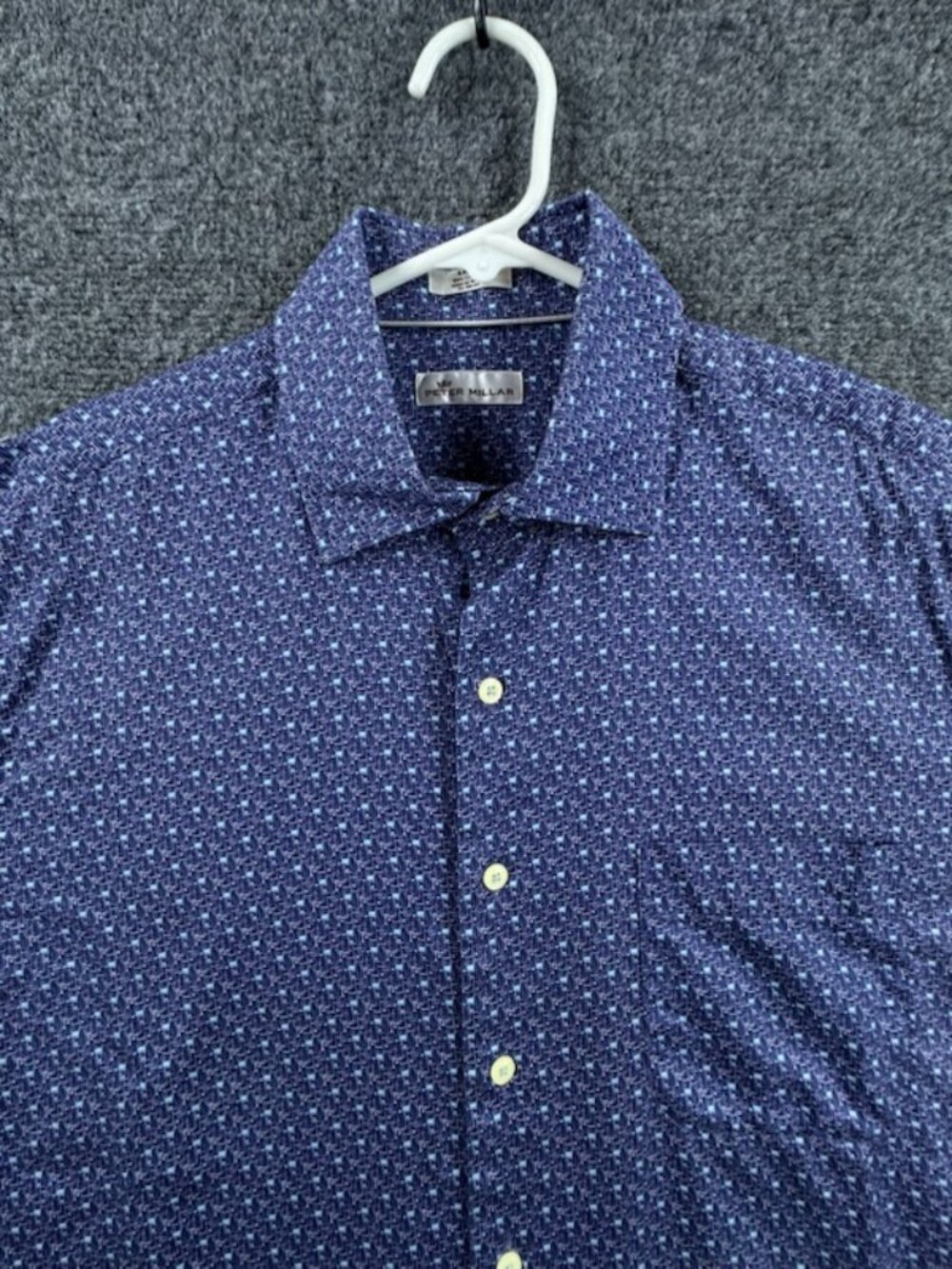 Peter Millar Cocktail Drinks Print Large Blue Men Geometric Shirt Long Sleeve